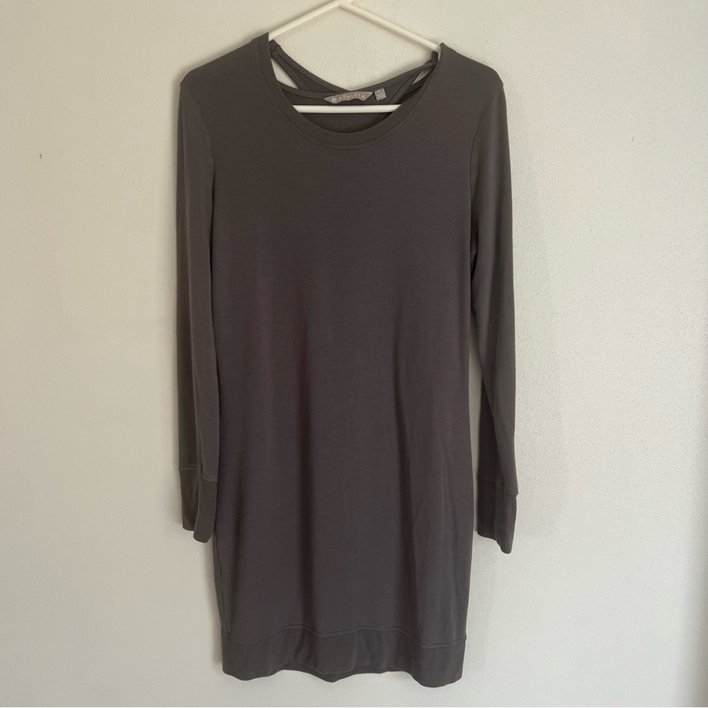 Athleta Silver Bells Back Cutout Beyond Soft Nirvana Go-to Dress Size Small